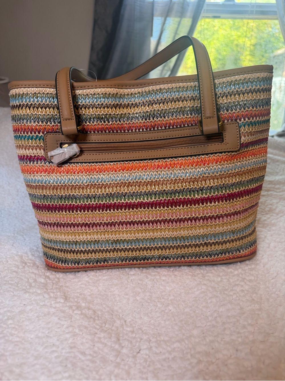 Style & Co Classic Straw Tote Bag NWT